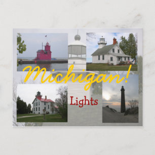 Vier briefkaarten van Michigan Lighthouders
