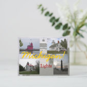 Vier briefkaarten van Michigan Lighthouders (Staand voorkant)