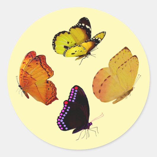 Vier Butterflies-Stickers Ronde Sticker (Voorkant)