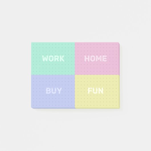 Vier categorieën Dot Grid Organizing Post-it® Notes (Voorkant)