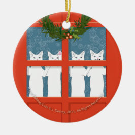 Vier Cats... Keramisch Ornament