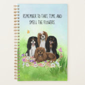 Vier Cavalier King Charles Spaniels in Flowers Planner (Voorkant)