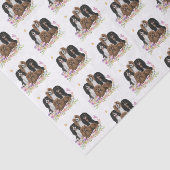 Vier Cavalier King Charles Spaniels in Flowers Tissuepapier (Detail)