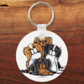 Vier Cavalier King Charles Spaniels Sleutelhanger (Voorkant)