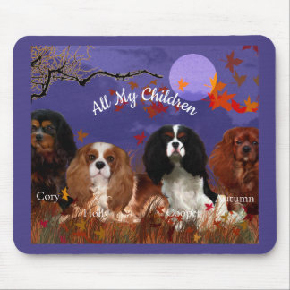 Vier Cavalier Spaniels Herfstnacht Muismat