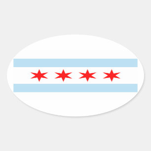 VIER Chicago Flag Ovale Sticker