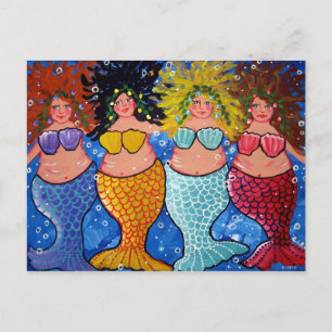 Vier Chubby Mermaids Briefkaart