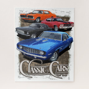 Vier Classic Cars Jigzaag Puzzle Legpuzzel