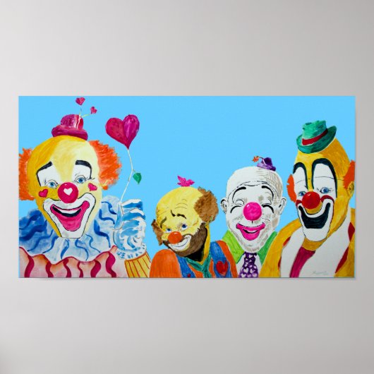 Vier clowns afdrukken poster (Voorkant)