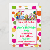 Vier Clowns Birthday Uitnodiging (Voorkant / Achterkant)