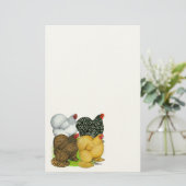 Vier Cochin Hens Briefpapier (Staand voorkant)
