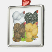 Vier Cochin Hens Metalen Ornament (Links)