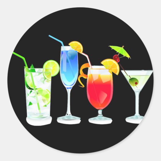 Vier cocktails ronde sticker (Voorkant)