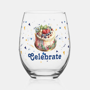 Vier, Confetti en Cake Stemless wijnglas Wijnglas Zonder Voet