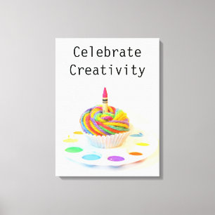 Vier Creativiteit Cupcake Canvas Afdruk