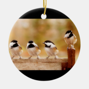 Vier Cute Chickadees Keramisch Ornament