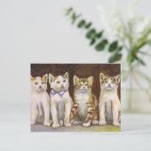 Vier Cute Kittens  Illustratie Briefkaart (Staand voorkant)