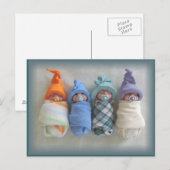 Vier Cute Polymer Clay Elf Babies, sculpturen Briefkaart (Voorkant / Achterkant)