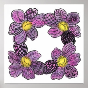 Vier Dahlias of Afrikaanse Violetten in Roze en Pa Poster
