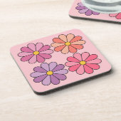 Vier Daisies Roze Onderzetter Set (Linkerzijde)