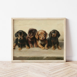 Vier Daschund Puppies Carl Reichert Poster