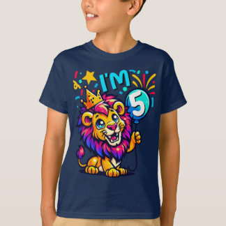 Vier de 5e verjaardag van uw kind Lion Custom T-shirt