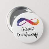 vier de knoop van de neurodiversiteit ronde button 7,6 cm (Voorkant /achterkant)