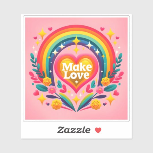 Vier de liefde met vrolijke kleuren sticker (Vel)