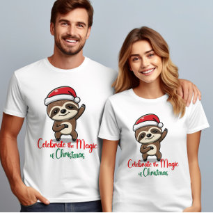 Vier de magie van Kerstmis Heilige luiaard T-shirt