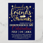 Vier de Vierde Juli-feest met sterren Folie Uitnodiging (Voorkant)