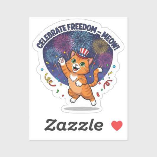 Vier de vrijheid – miauw! patriottische kat sticker (Vel)