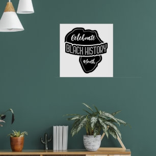 Vier de zwarte geschiedenis maand op wit poster