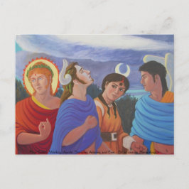 Vier Deities lopen Briefkaart