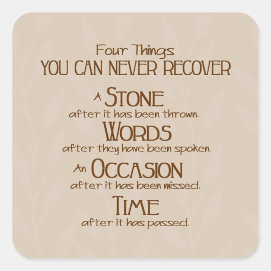 Vier dingen vierkante sticker (Voorkant)