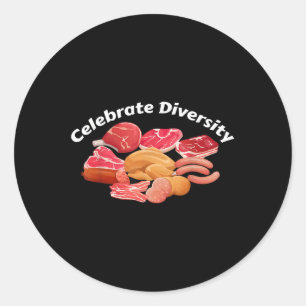 Vier diversiteit BBQ Grill Kleding Kleding Kleding Ronde Sticker
