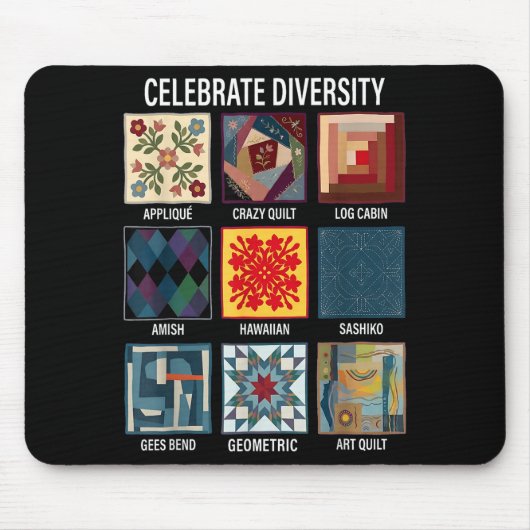 Vier diversiteit quiltambacht patchwork muismat (Voorkant)