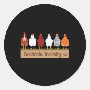 Vier diversiteit voor kip ronde sticker