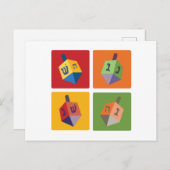 Vier Dreidels Briefkaart (Voorkant / Achterkant)