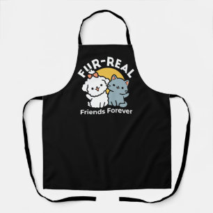 Vier echte vrienden voor altijd Schattige kat en Schort