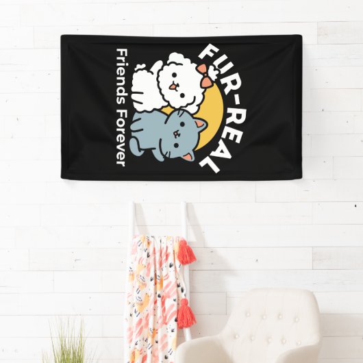 Vier echte vrienden voor altijd | Schattige kat en Spandoek (Insitu)