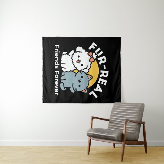 Vier echte vrienden voor altijd | Schattige kat en Wandkleed (In Situ (horizontaal))