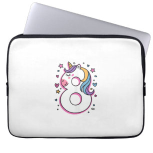 Vier een gelukkig 8 jaar oud verjaardagsfeest voor laptop sleeve