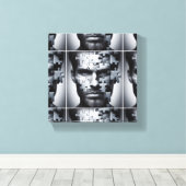 Vier - een gezichtspuzzel van een man canvas afdruk (Insitu (Houten vloer))