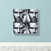 Vier - een gezichtspuzzel van een man canvas afdruk (Insitu (Houten vloer))