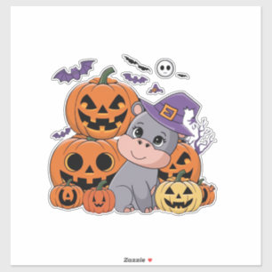 Vier een Hippo Halloween met Moo Deng! Long SL Sticker