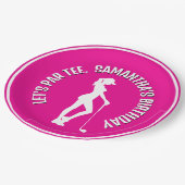 Vier een roze verjaardagsfeestje! papieren bordje (Gekanteld)