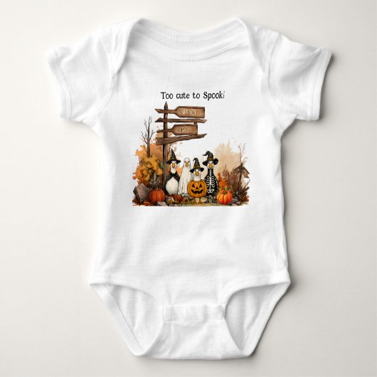 Vier eenden in kostuums-Te schattig om een Hallowe Romper (Voorkant)