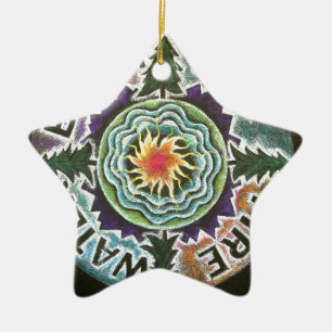Vier elementen Sun Mandala Keramisch Ornament
