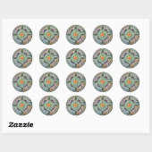 Vier elementen Sun Mandala Ronde Sticker (Vel)