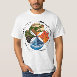 Vier elementen Symbool Natuur-geïnspireerd ontwerp T-shirt